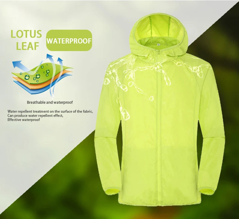 LNGXO Hiking Waterproof Jacket – Unisex Quick-Dry Windbreaker for Camping, Running, and Outdoor Sports
