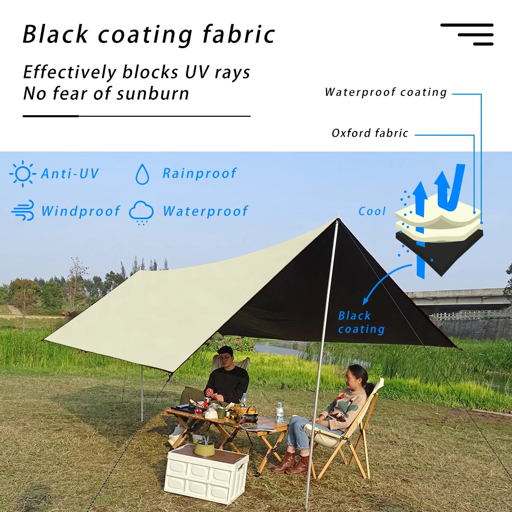 Black Coating Tarp – 99% UV Blocking Waterproof Outdoor Camping Sun Shelter