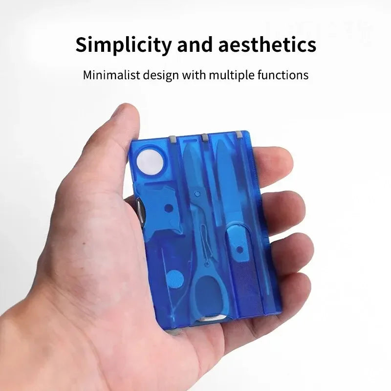 Outdoor Camping Multifunctional Swiss Army Knife Card – Multi-Purpose Survival Tool with Light & Beauty Set