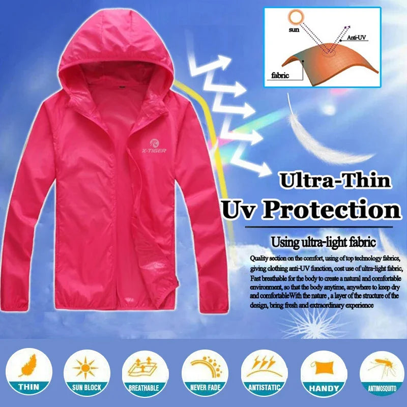 X-TIGER Waterproof Hiking Jacket – Unisex Sun Protection Windbreaker for Camping, Climbing, and Outdoor Adventures