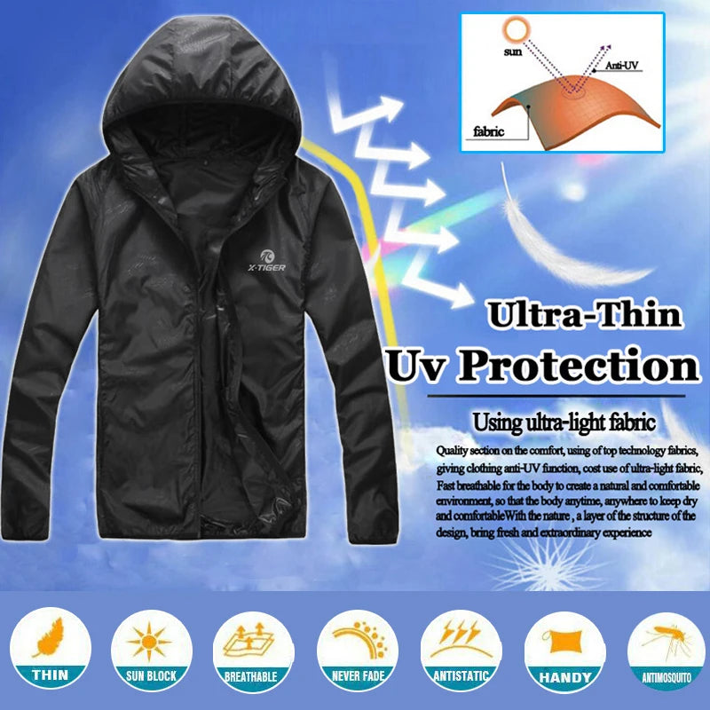 X-TIGER Waterproof Hiking Jacket – Unisex Sun Protection Windbreaker for Camping, Climbing, and Outdoor Adventures