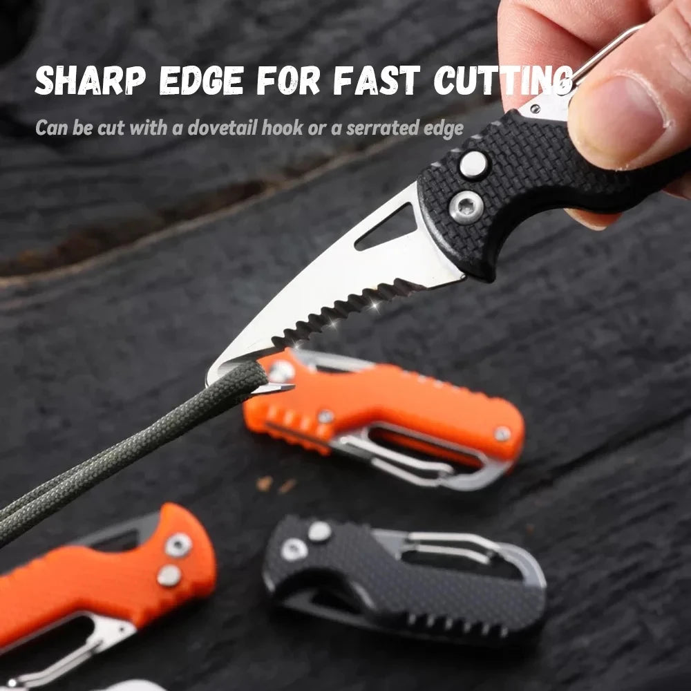 Portable Stainless Steel Serrated Hook Folding Knife