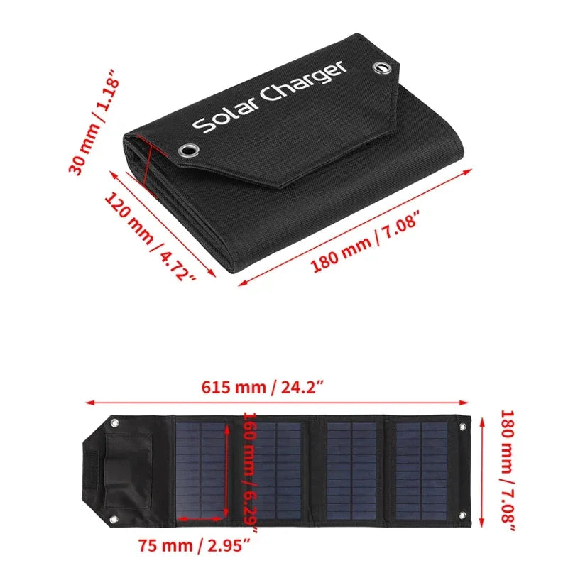 Foldable Solar Panel – Portable USB Charger for Phones, Power Banks & Outdoor Camping