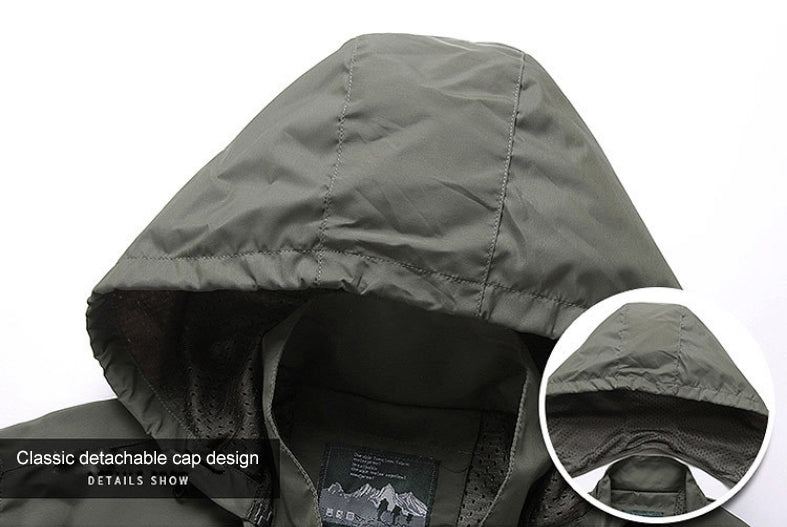 Men’s Tactical Windbreaker Jacket – Waterproof Outdoor Hooded Military Coat