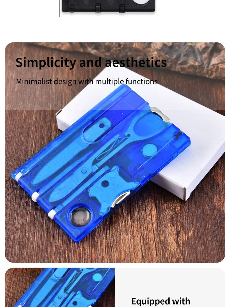 Outdoor Camping Multifunctional Swiss Army Knife Card – Multi-Purpose Survival Tool with Light & Beauty Set