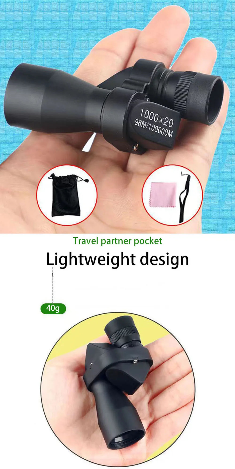 Portable HD Mini Pocket Monocular Telescope – High Magnification Zoom for Outdoor Hunting, Fishing, Camping, and Mountaineering