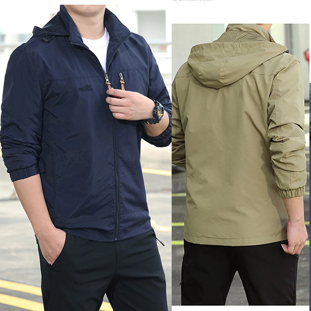 Men’s Tactical Windbreaker Jacket – Waterproof Outdoor Hooded Military Coat