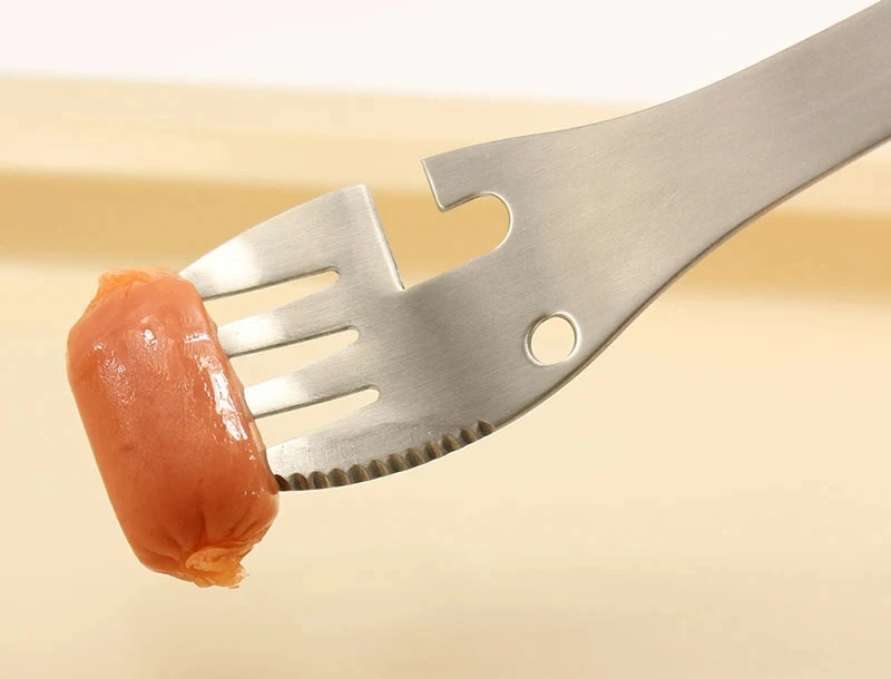 Outdoor Survival Tools 5-in-1 Camping Multi-Functional EDC Kit – Fork, Knife, Spoon, Bottle/Can Opener