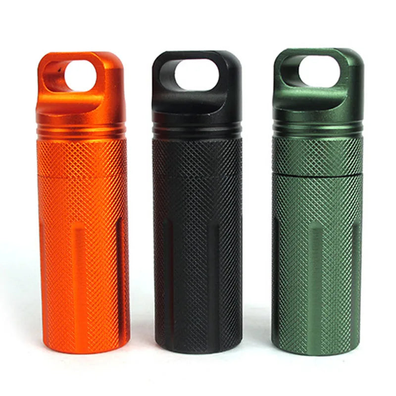 Aluminum Alloy Survival EDC Waterproof Capsule – Sealed Bottle Case for Outdoor Camping & Emergency Gear
