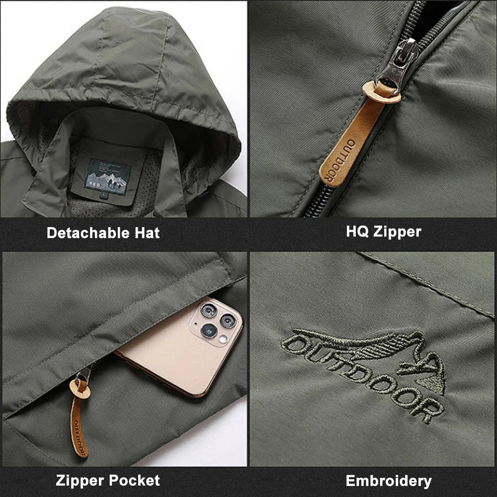 Men’s Tactical Windbreaker Jacket – Waterproof Outdoor Hooded Military Coat