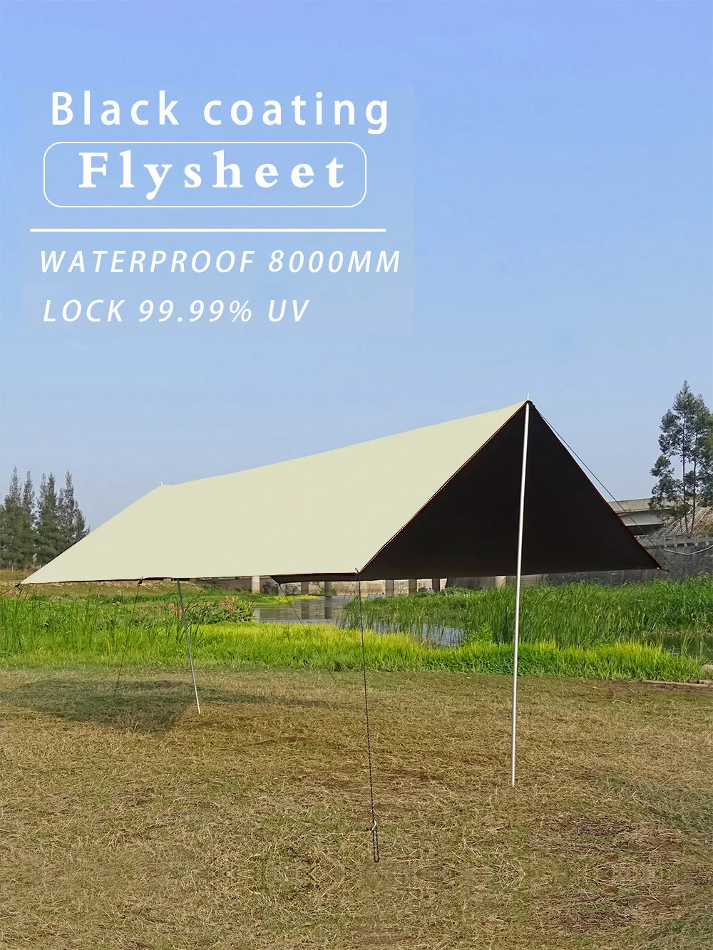 Black Coating Tarp – 99% UV Blocking Waterproof Outdoor Camping Sun Shelter