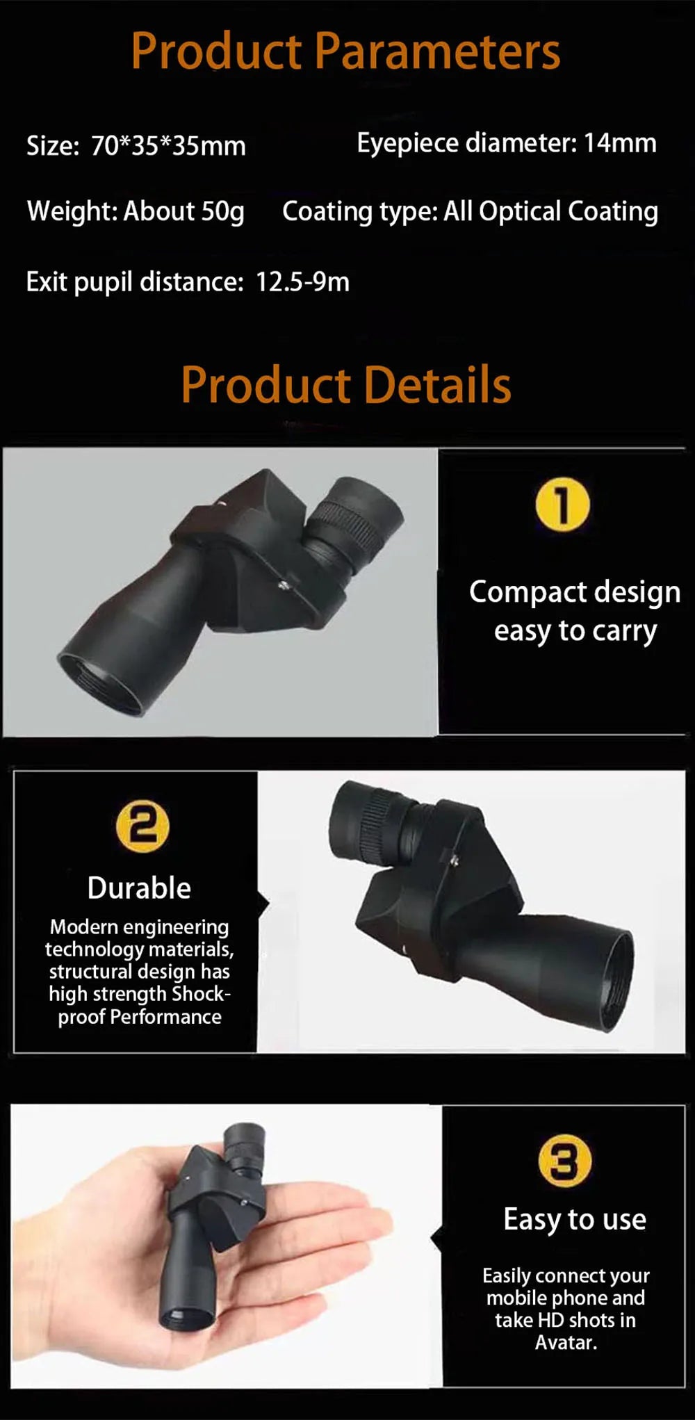 Portable HD Mini Pocket Monocular Telescope – High Magnification Zoom for Outdoor Hunting, Fishing, Camping, and Mountaineering