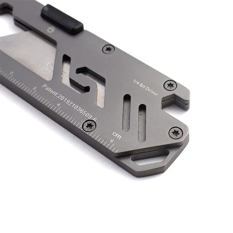 Stainless Steel EDC Folding Utility Knife – Multi-Function Paper Cutter, Bottle Opener & Wrench for Camping & Hiking