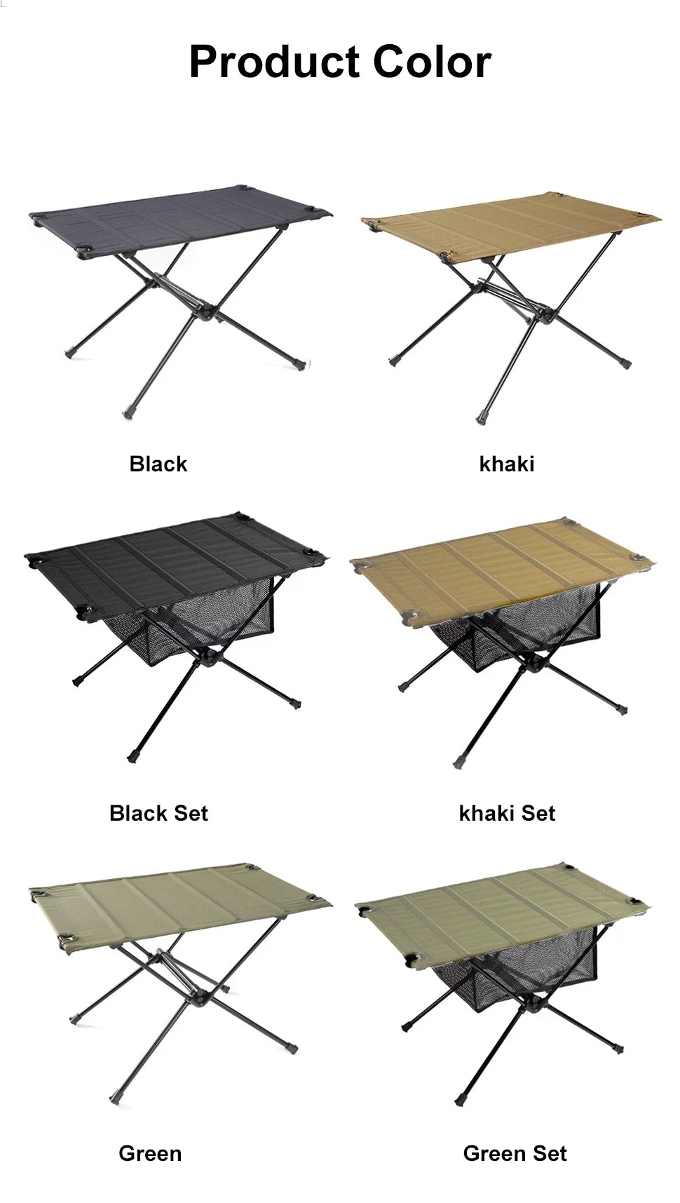 Lightweight Roll-Up Table with 1680D Oxford & Aluminum Alloy for Outdoor Picnic & Travel