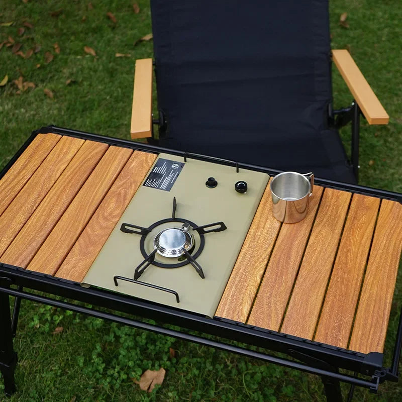 KRC CAMP Camping Folding Removable IGT Wood Table - Lightweight Outdoor Picnic & BBQ Grill Table