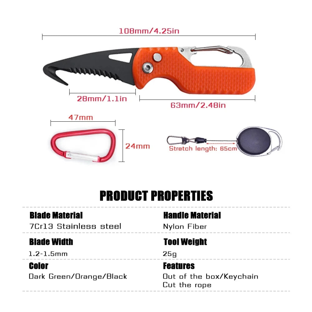 Portable Stainless Steel Serrated Hook Folding Knife