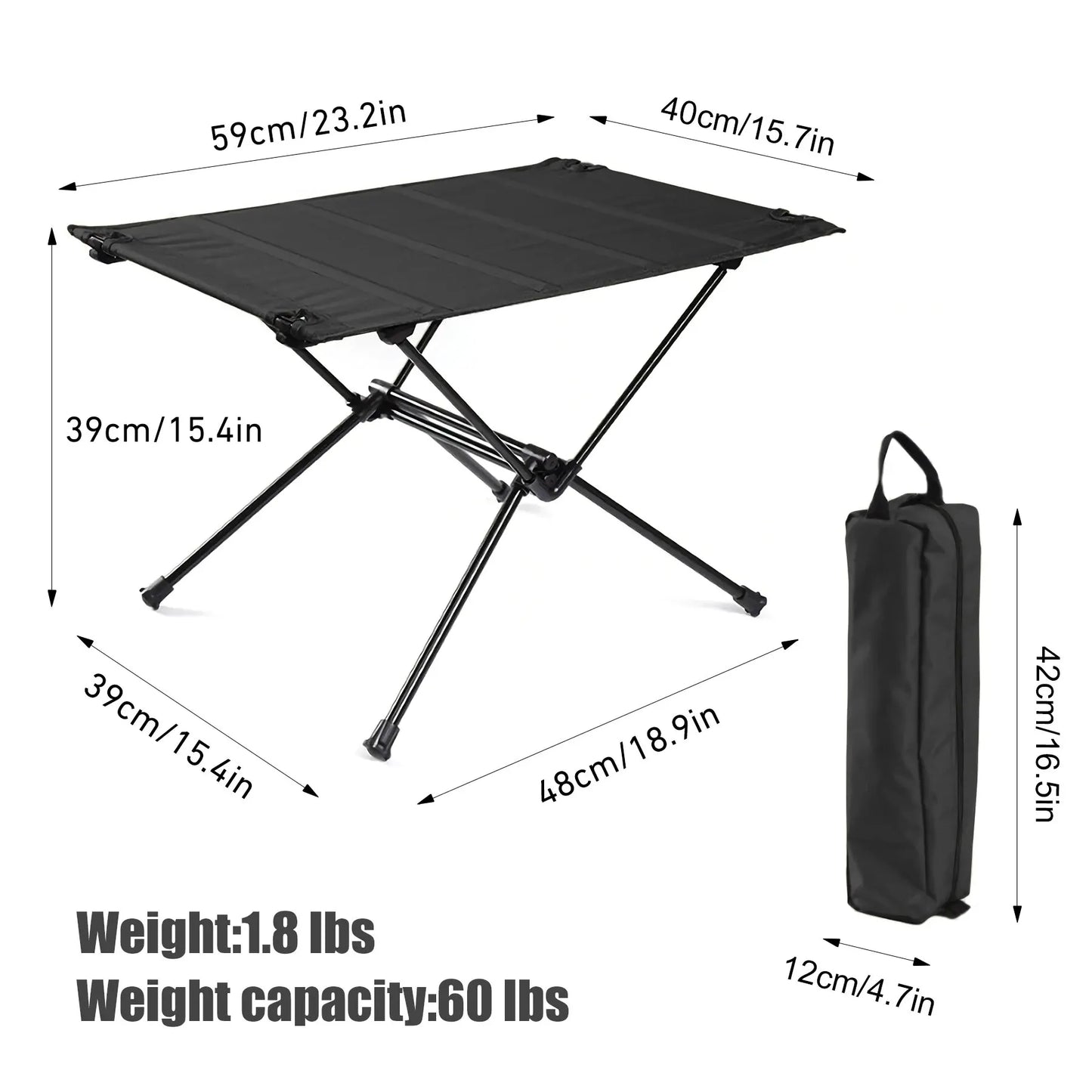 Lightweight Roll-Up Table with 1680D Oxford & Aluminum Alloy for Outdoor Picnic & Travel