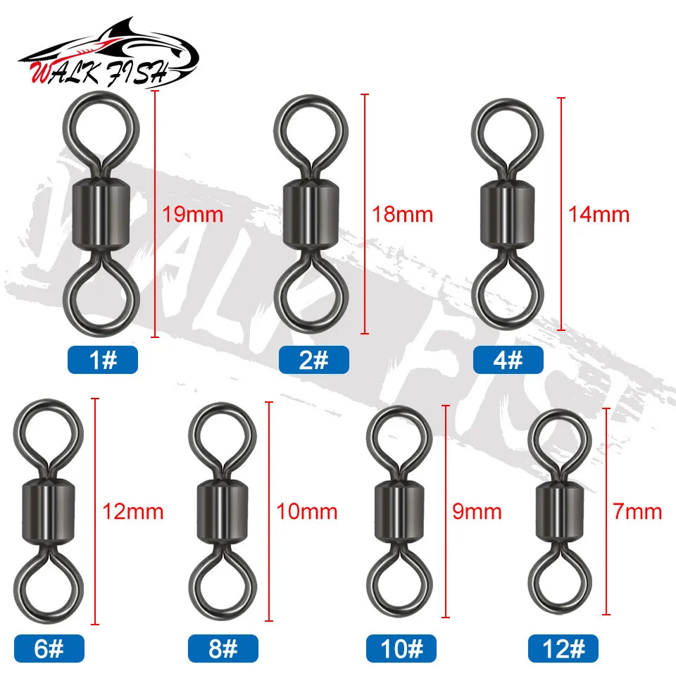 WALK FISH 50PCS/Lot 8-Shaped Ring Connector – Strong Ball Bearing Swivel Snap for Fishing Gear