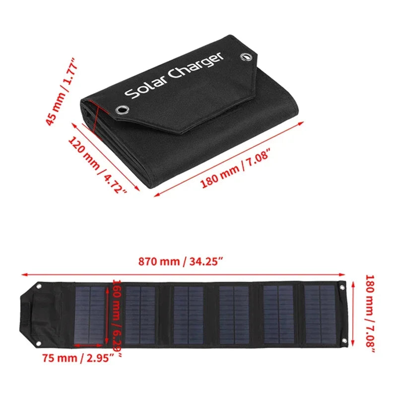 Foldable Solar Panel – Portable USB Charger for Phones, Power Banks & Outdoor Camping