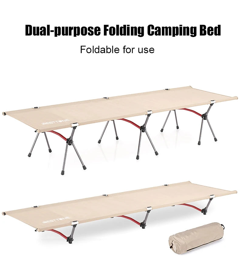 WESTTUNE Camping Cot – Portable Folding Bed, Ultralight Aluminum Alloy Sleeping Cot for Outdoor Hiking, Backpacking & Travel