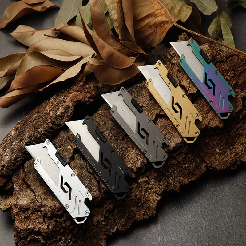 Stainless Steel EDC Folding Utility Knife – Multi-Function Paper Cutter, Bottle Opener & Wrench for Camping & Hiking