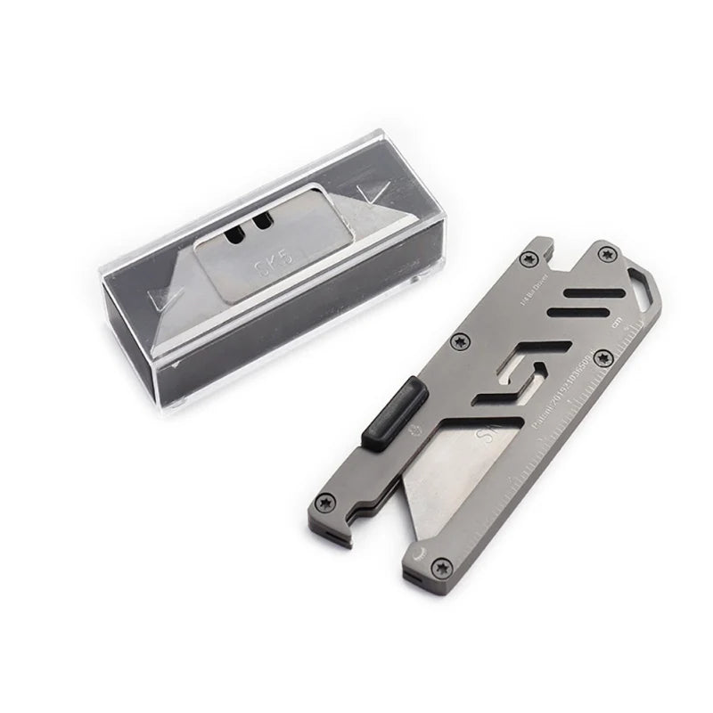 Stainless Steel EDC Folding Utility Knife – Multi-Function Paper Cutter, Bottle Opener & Wrench for Camping & Hiking