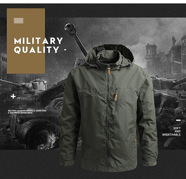 Men’s Tactical Windbreaker Jacket – Waterproof Outdoor Hooded Military Coat