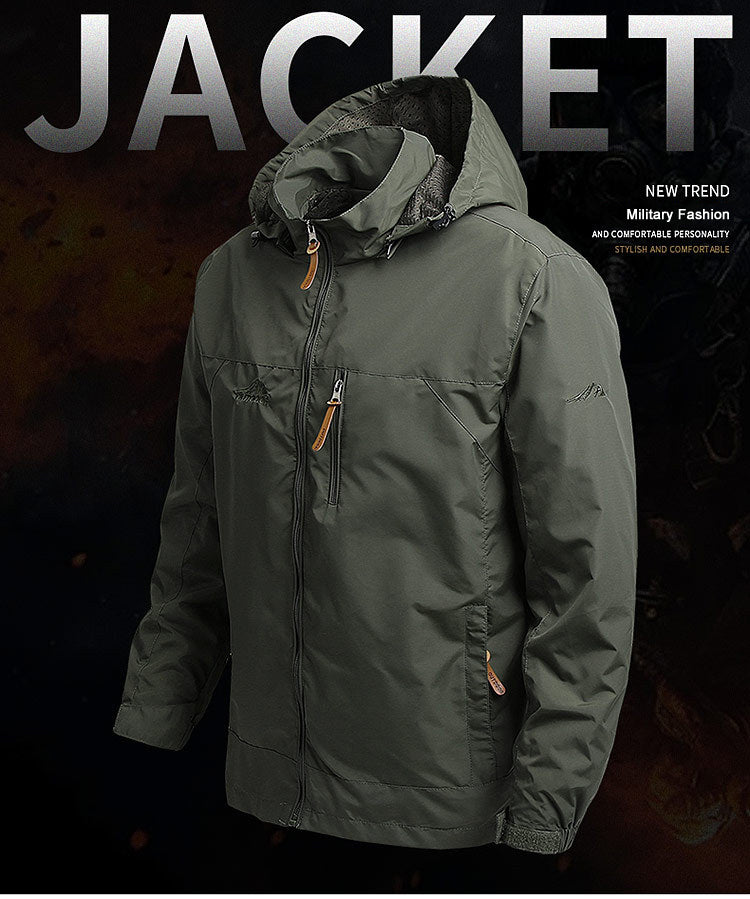 Men’s Tactical Windbreaker Jacket – Waterproof Outdoor Hooded Military Coat