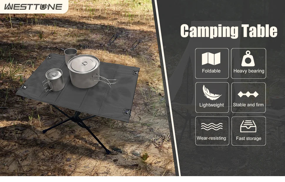 Lightweight Roll-Up Table with 1680D Oxford & Aluminum Alloy for Outdoor Picnic & Travel