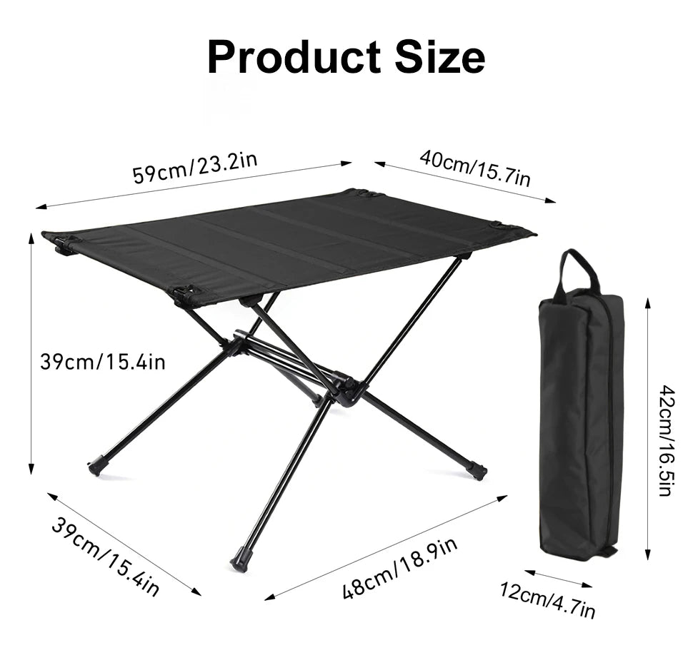 Lightweight Roll-Up Table with 1680D Oxford & Aluminum Alloy for Outdoor Picnic & Travel