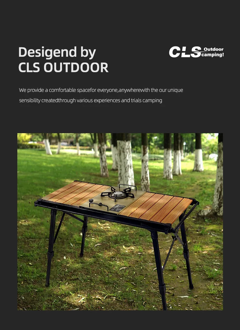 KRC CAMP Camping Folding Removable IGT Wood Table - Lightweight Outdoor Picnic & BBQ Grill Table