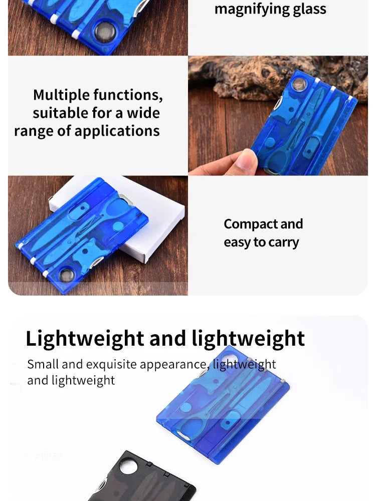 Outdoor Camping Multifunctional Swiss Army Knife Card – Multi-Purpose Survival Tool with Light & Beauty Set