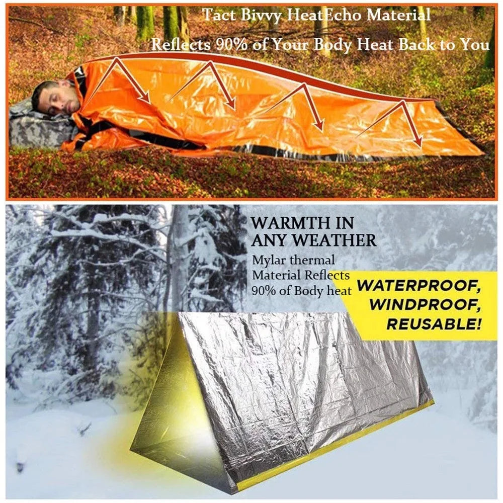 Portable Waterproof Emergency Survival Sleeping Bag – Thermal Bivy Sack for Hiking, Camping, and First Aid Rescue Kit