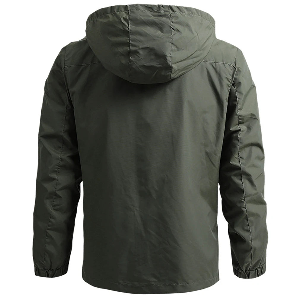 Men’s Tactical Windbreaker Jacket – Waterproof Outdoor Hooded Military Coat