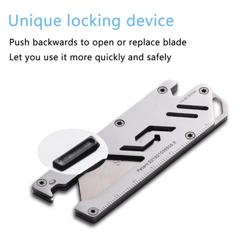 Stainless Steel EDC Folding Utility Knife – Multi-Function Paper Cutter, Bottle Opener & Wrench for Camping & Hiking