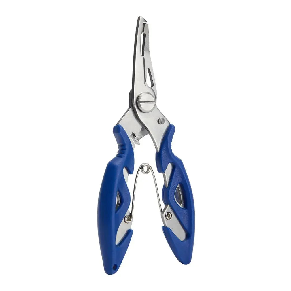 Fishing Lure Pliers – Needle Nose Scissors with Return Spring & Bend Design (Orange Handle)