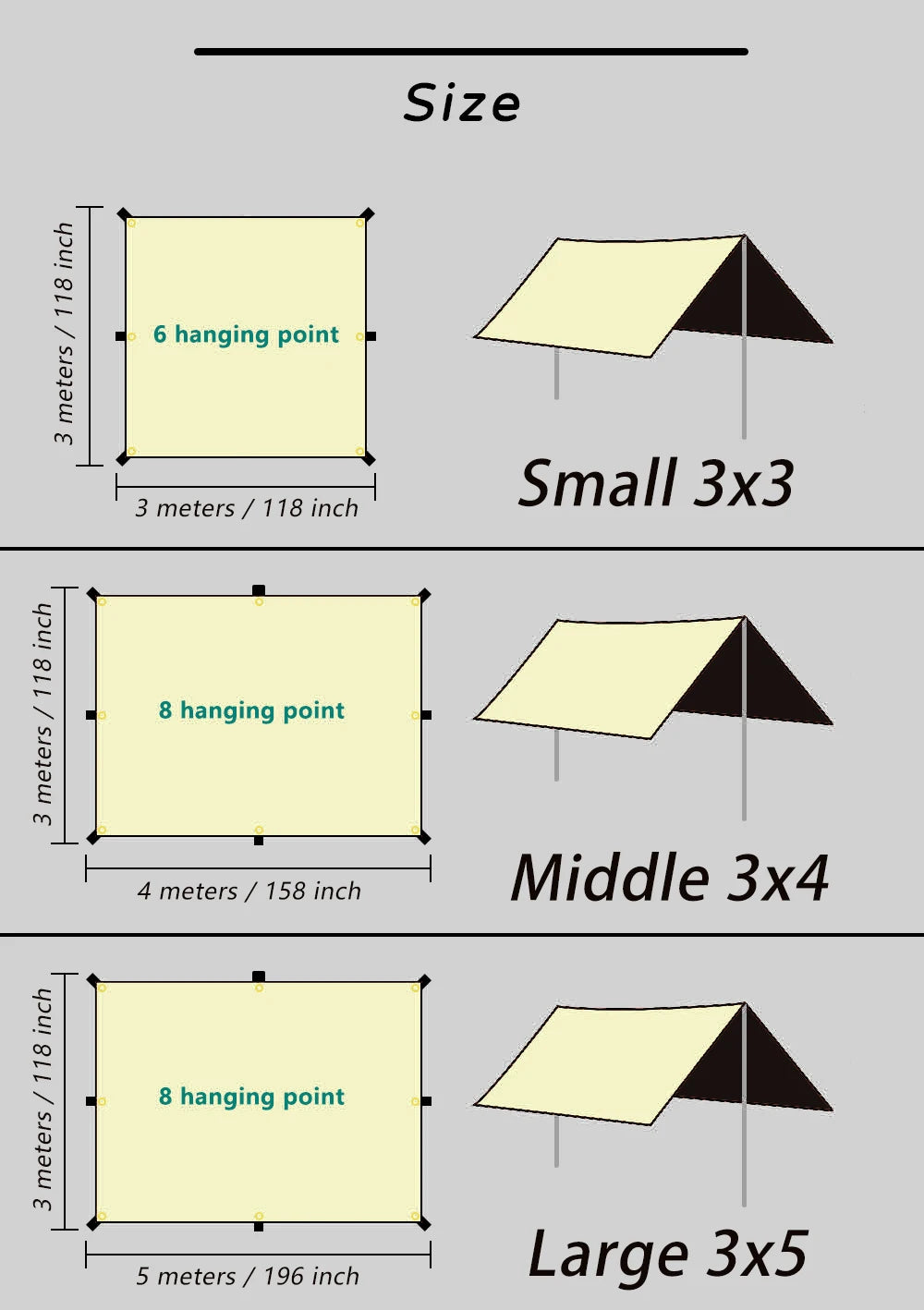 Black Coating Tarp – 99% UV Blocking Waterproof Outdoor Camping Sun Shelter
