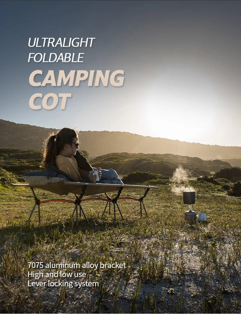 WESTTUNE Camping Cot – Portable Folding Bed, Ultralight Aluminum Alloy Sleeping Cot for Outdoor Hiking, Backpacking & Travel