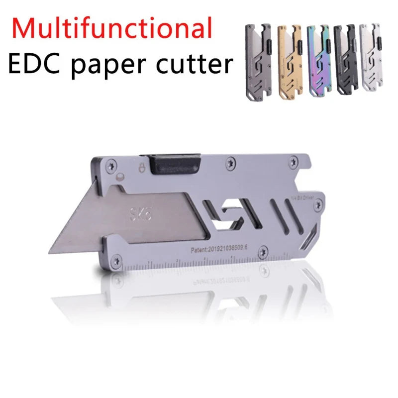 Stainless Steel EDC Folding Utility Knife – Multi-Function Paper Cutter, Bottle Opener & Wrench for Camping & Hiking
