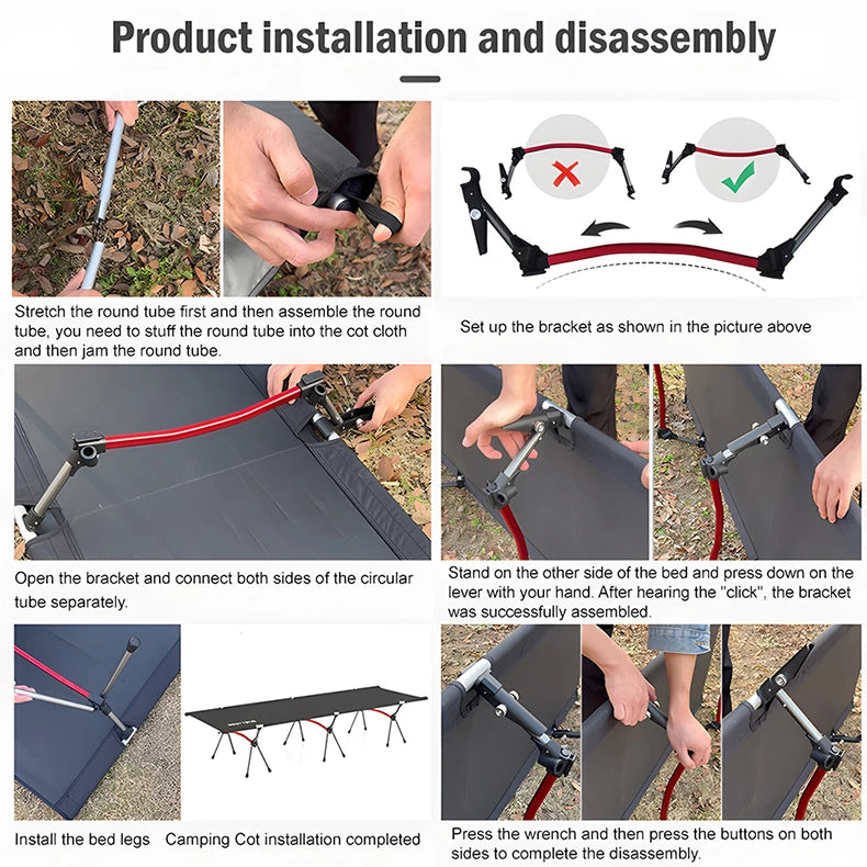 WESTTUNE Camping Cot – Portable Folding Bed, Ultralight Aluminum Alloy Sleeping Cot for Outdoor Hiking, Backpacking & Travel