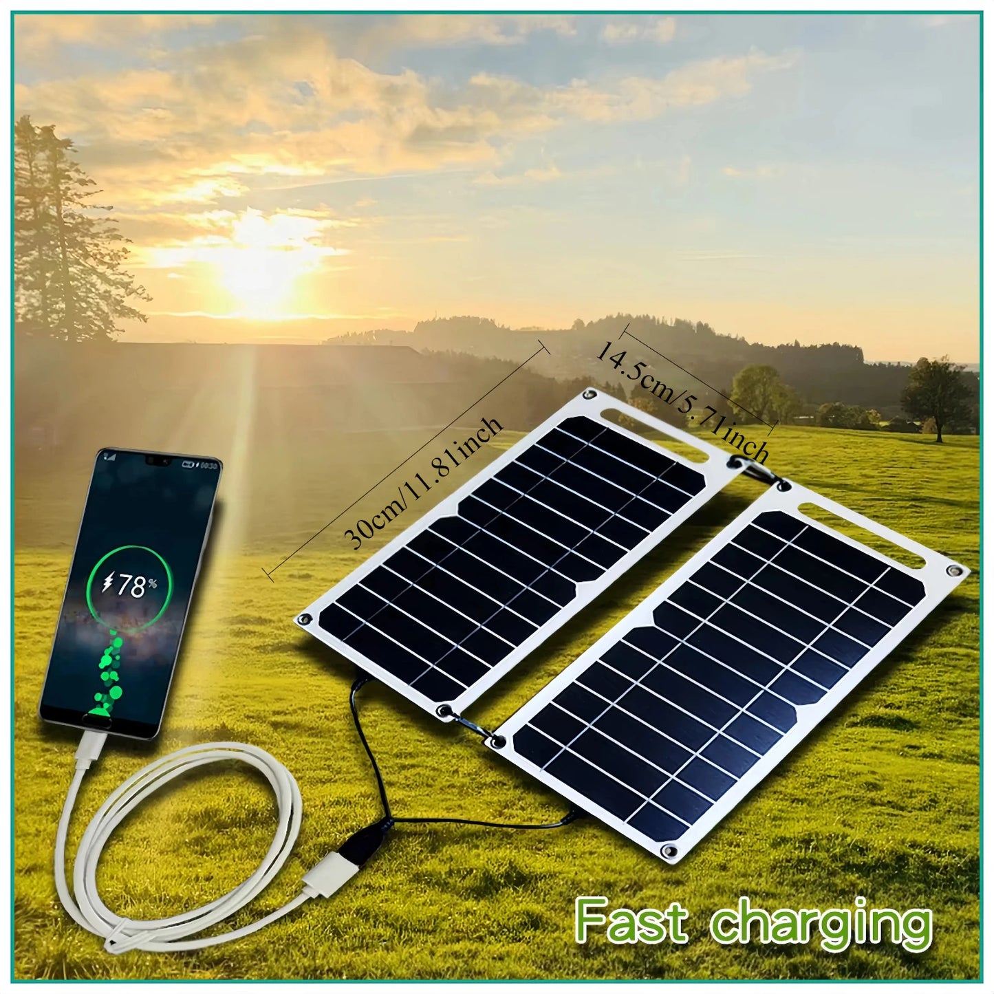 USB 5V Solar Panel System with Camping Charging for Power Banks and Mobile Phones