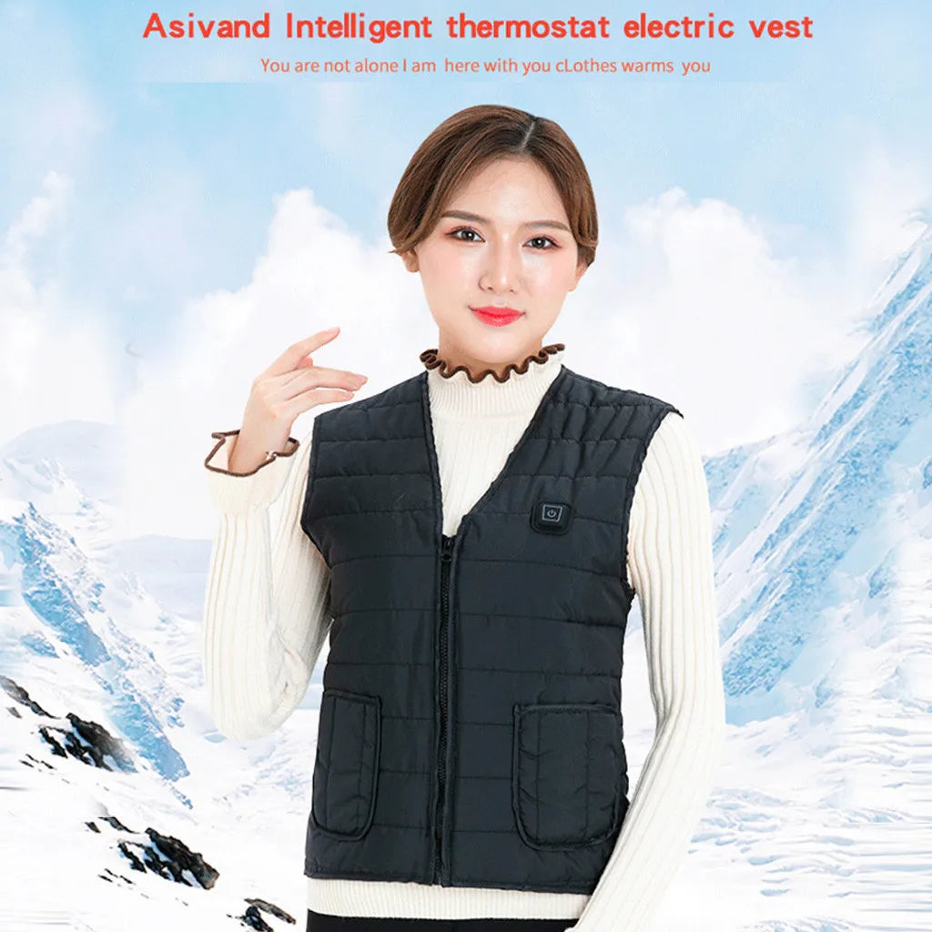 Men’s & Women’s Smart Heating Cotton Vest – 9 Area Heated V-Neck Winter Thermal Jacket (M-7XL)