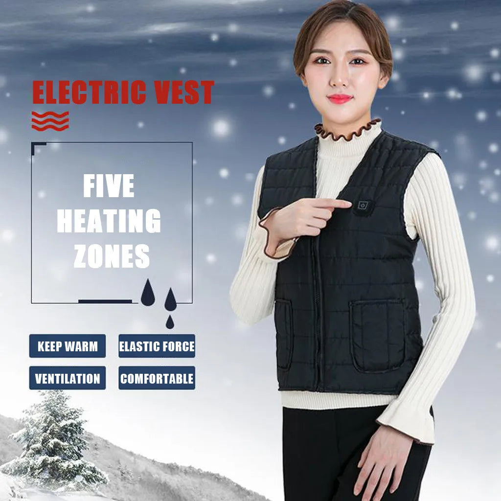 Men’s & Women’s Smart Heating Cotton Vest – 9 Area Heated V-Neck Winter Thermal Jacket (M-7XL)