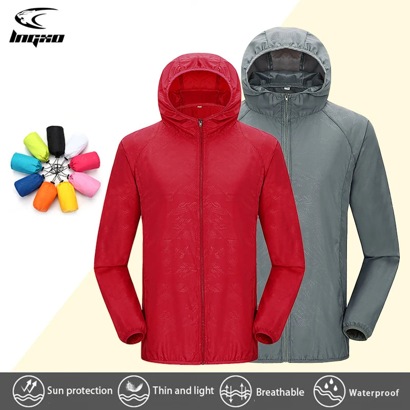 LNGXO Hiking Waterproof Jacket – Unisex Quick-Dry Windbreaker for Camping, Running, and Outdoor Sports