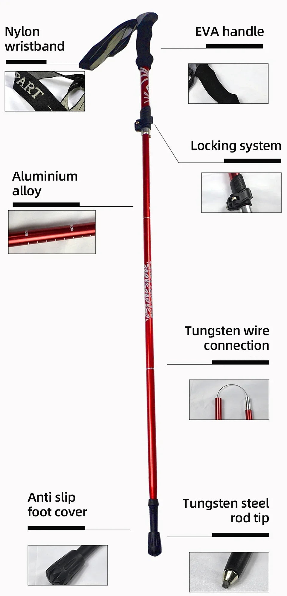 5-Section Telescopic Trekking Pole