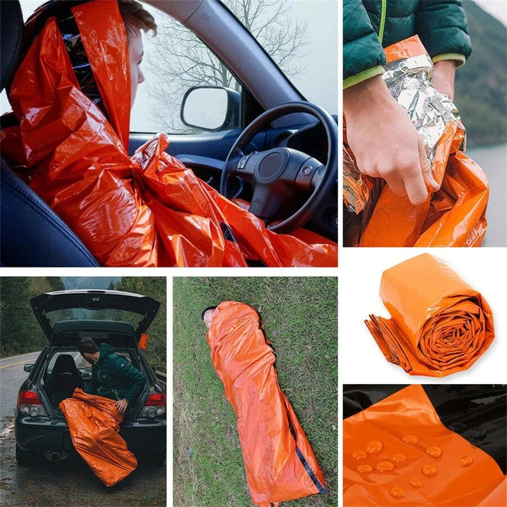 Portable  Portable Waterproof Emergency Survival Sleeping Bag – Thermal Bivy Sack for Hiking, Camping, and First Aid Rescue KitWaterproof Emergency Survival Sleeping Bag Hiking Camping Gear Thermal Bivy Sack First Aid Rescue Kit Mylar Blanket