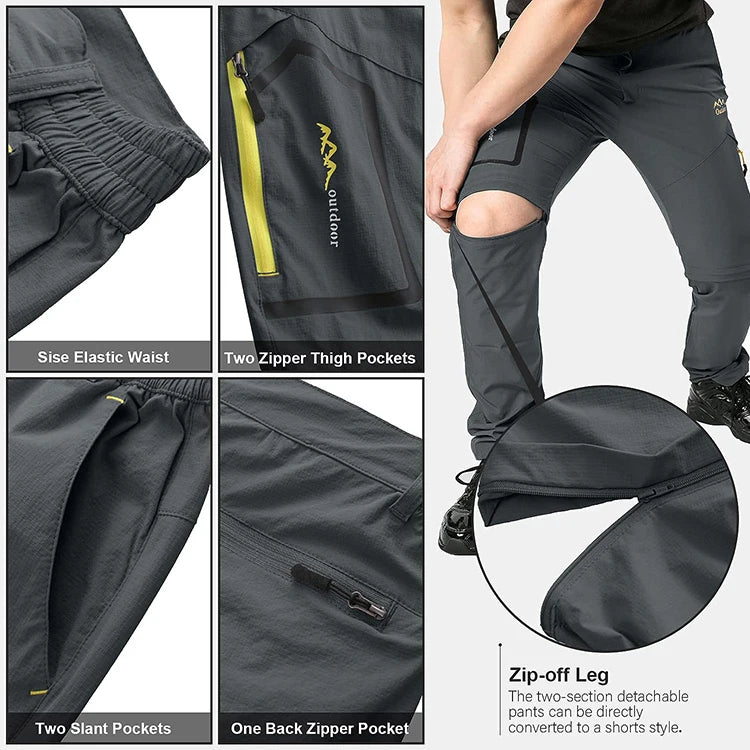 Men’s Hiking Pants – Convertible Quick-Dry Lightweight Zip-Off Outdoor Travel, Camping, & Fishing Pants