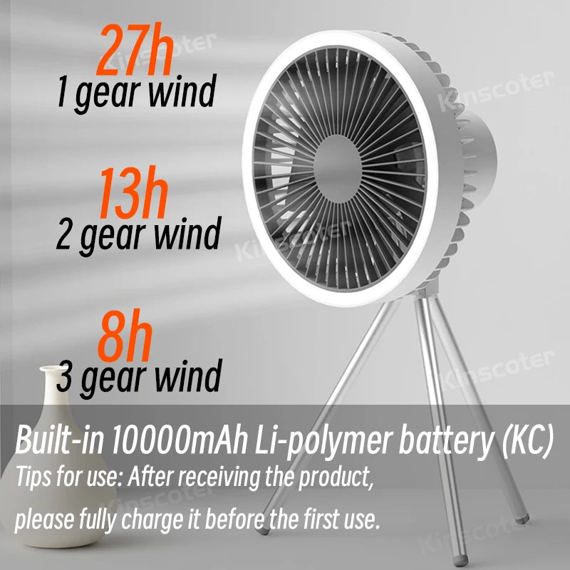 Camping Fan with LED Lighting and Power Bank