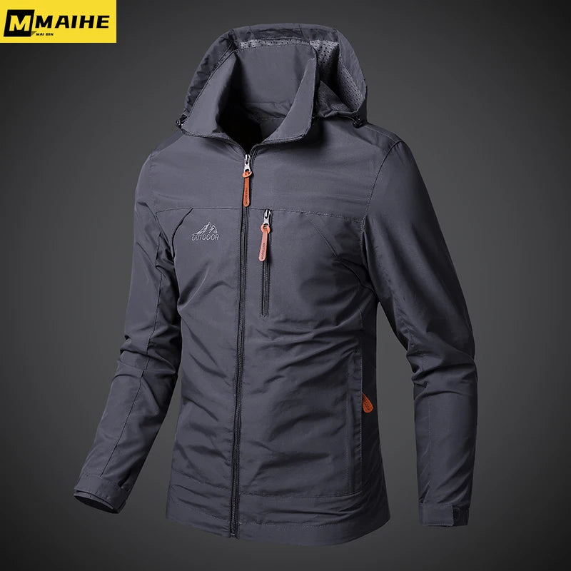 Men’s Windbreaker Jacket – Waterproof Military Hooded Combat Jacket for Hiking, Biking, and Outdoor Adventures