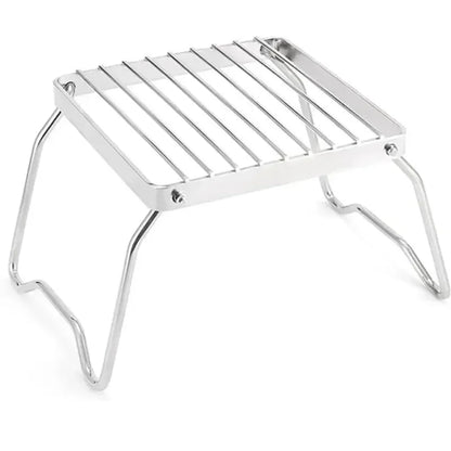 Outdoor Stainless Steel Stove Holder – Portable Folding Mini Barbecue Rack & Pot Holder for Camping